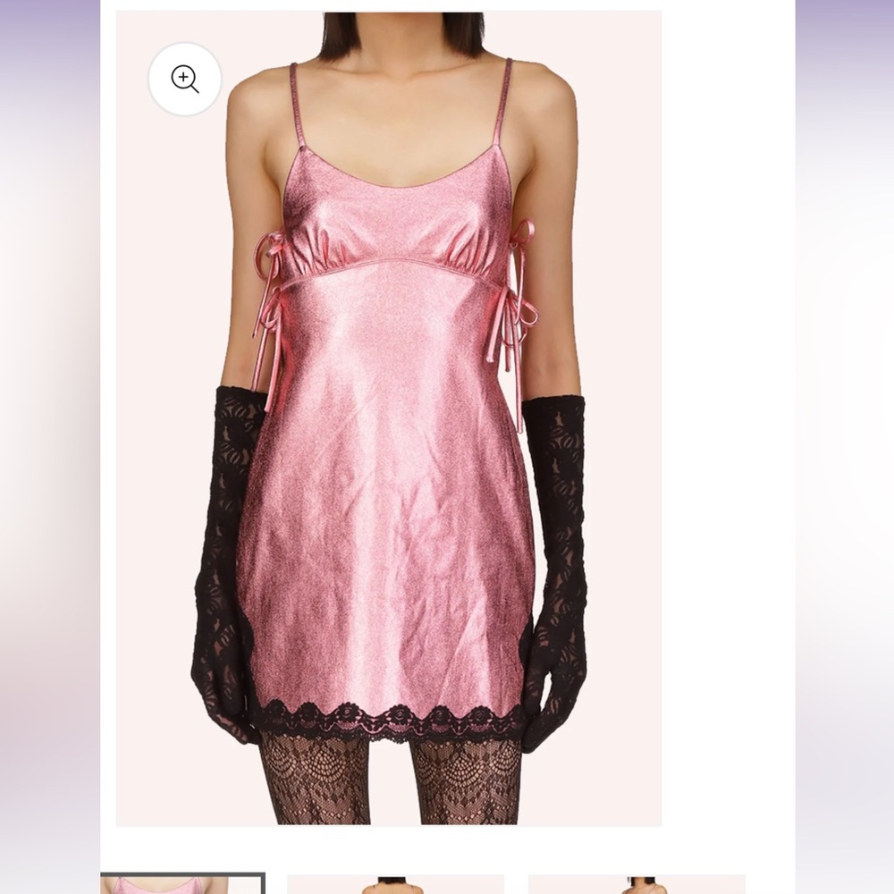 Anna Sui Metallic Faux Leather Pink Mini dress